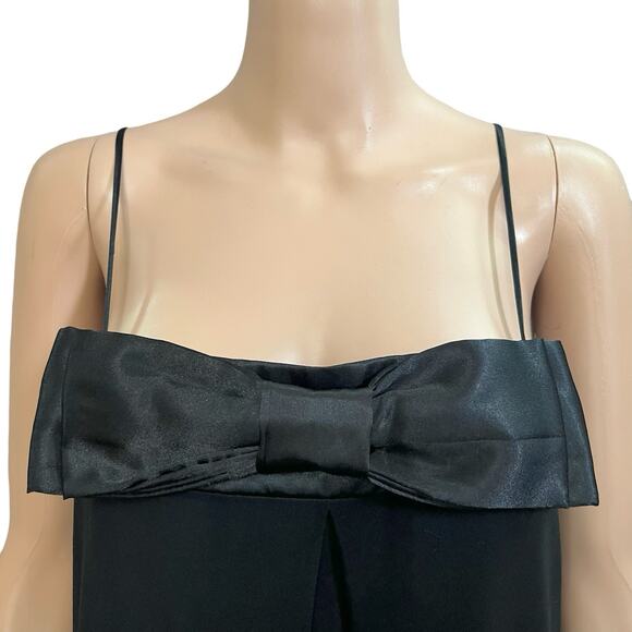 Y2K Windsor Bubble Hem Mini Slip Dress XS Bow Party Holiday Prom Black Formal - Picture 6 of 12